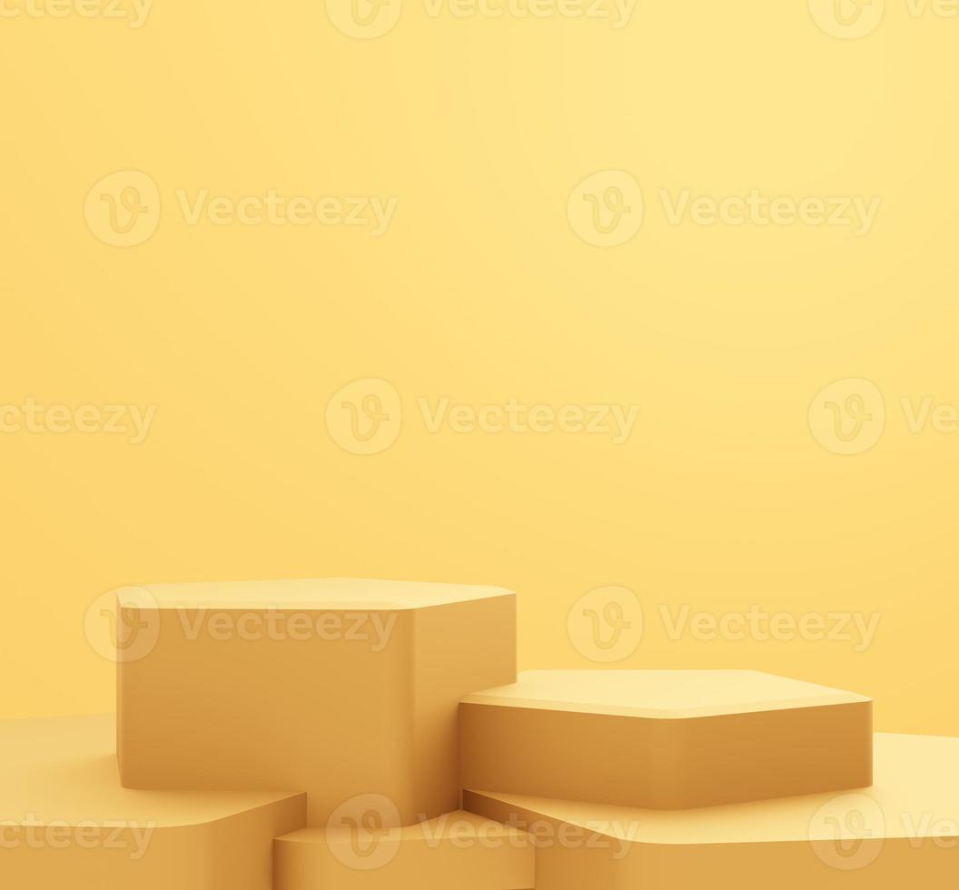 3d rendering of empty gold podium abstract minimal background. Scene for advertising design, cosmetic ads, show, technology, banner, cream, fashion, luxury. Illustration. Product display. copy space photo