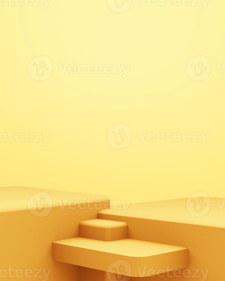 3d rendering of empty gold podium abstract minimal background. Scene for advertising design, cosmetic ads, show, technology, banner, cream, fashion, luxury. Illustration. Product display. copy space photo