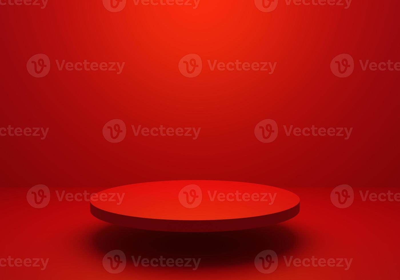 3d rendering of empty red abstract minimal background with podium. Scene for advertising, cosmetic ads, showcase, presentation, website, banner, cream, fashion, new year. Illustration. Product display photo