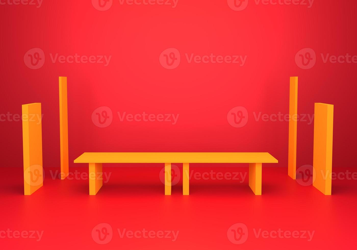 3d rendering of empty gold abstract minimal background with podium. Scene for advertising, cosmetic ads, showcase, technology, website, banner, cream, fashion, new year. Illustration. Product display photo