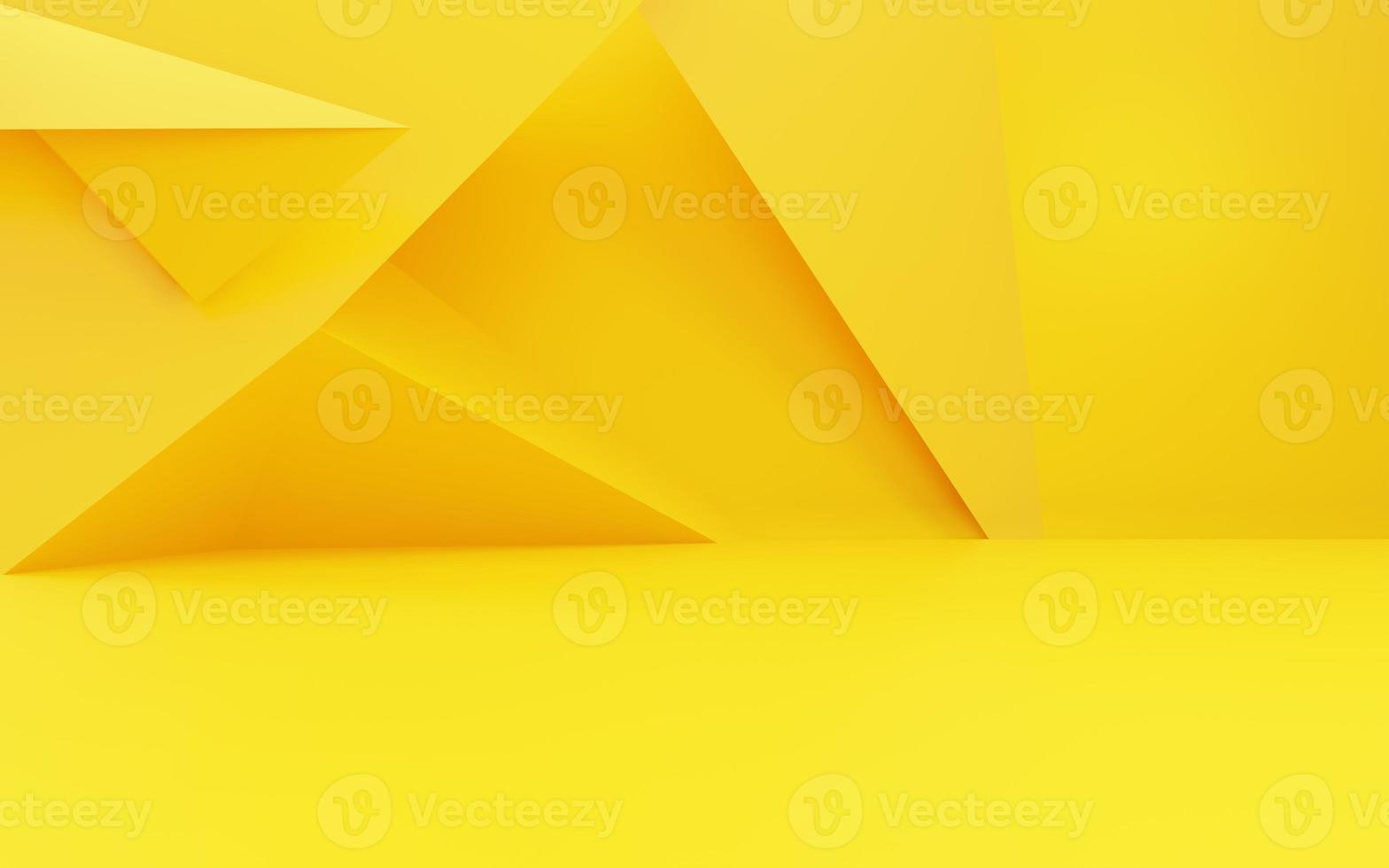 3d rendering of empty yellow gold abstract geometric minimal concept background. Scene for advertising, cosmetic, showroom, banner, fashion, technology, business. Illustration. Product display photo