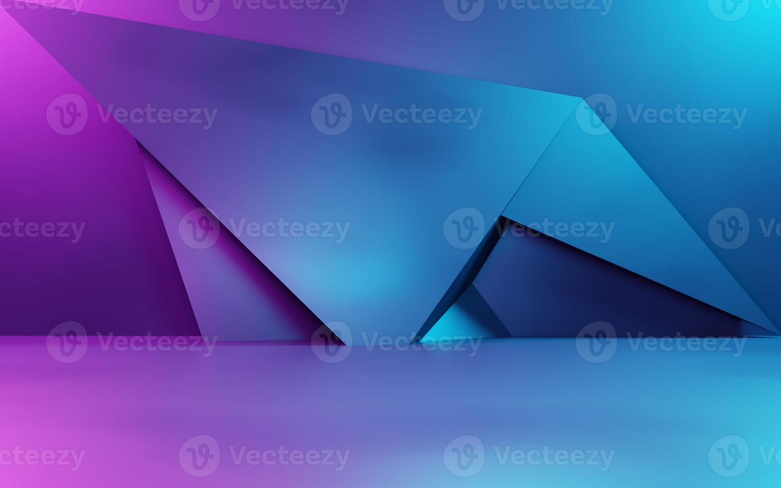 3d rendering of purple and blue abstract geometric background. Cyberpunk concept. Scene for advertising, technology, banner, cosmetic ads, showroom, business. Sci-Fi Illustration. Product display photo