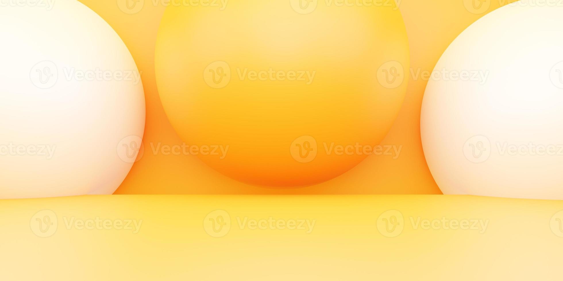 3d rendering of empty yellow orange abstract minimal background. Scene for advertising design, cosmetic ads, show, technology, food, banner, cream, fashion, kid, luxury. Illustration. Product display photo