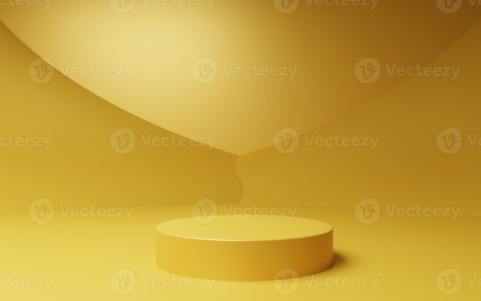 3d rendering of empty gold abstract minimal background. Scene for advertising design, cosmetic ads, show, showroom technology, food, banner, cream, fashion, luxury. Illustration. Product display photo