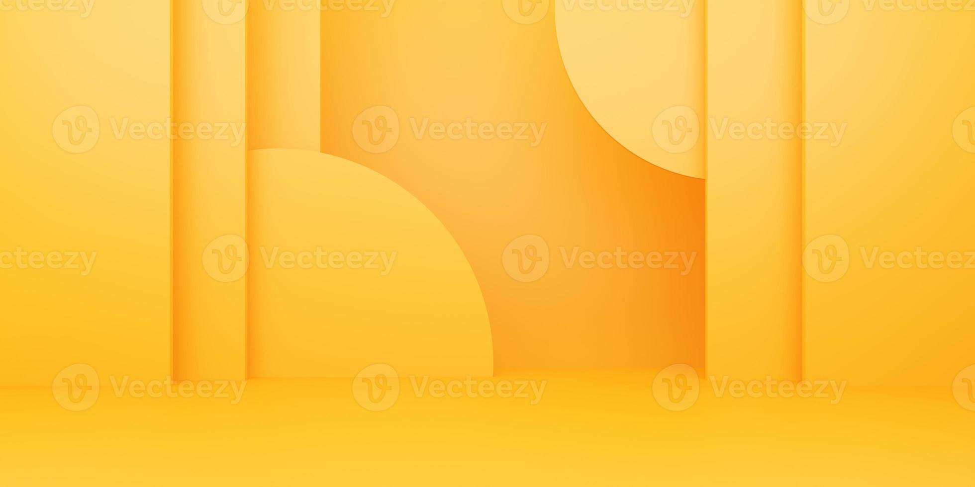 3d rendering of empty yellow orange abstract minimal background. Scene for advertising design, cosmetic ads, show, technology, food, banner, cream, fashion, kid, luxury. Illustration. Product display photo