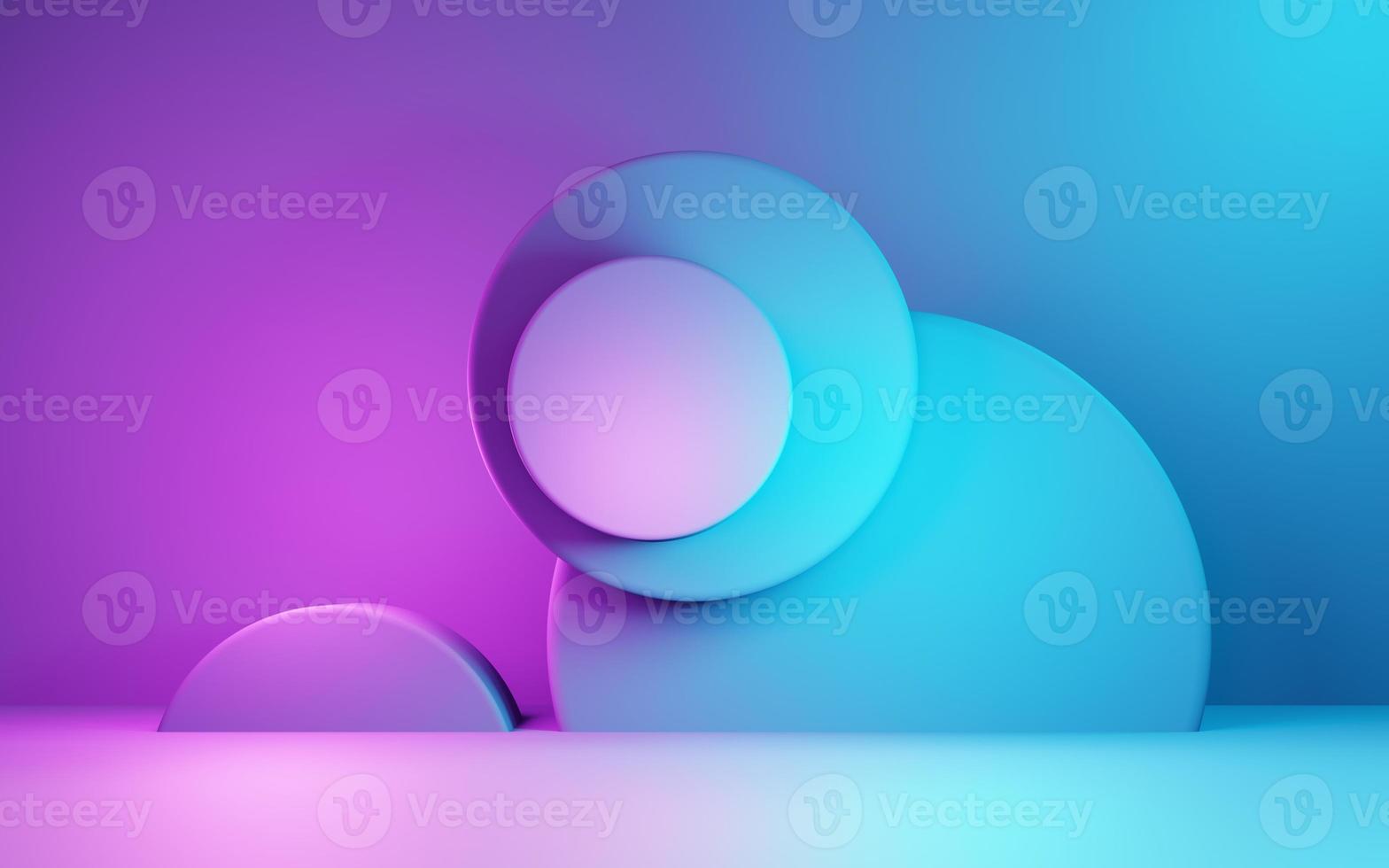 3d rendering of purple and blue abstract geometric background. Cyberpunk concept. Scene for advertising, technology, showcase, banner, cosmetic, fashion, business. Sci-Fi Illustration. Product display photo