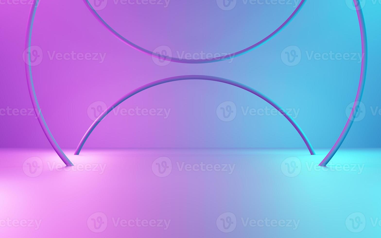 3d rendering of purple and blue abstract geometric background. Cyberpunk concept. Scene for advertising, technology, showcase, banner, cosmetic, fashion, business. Sci-Fi Illustration. Product display photo