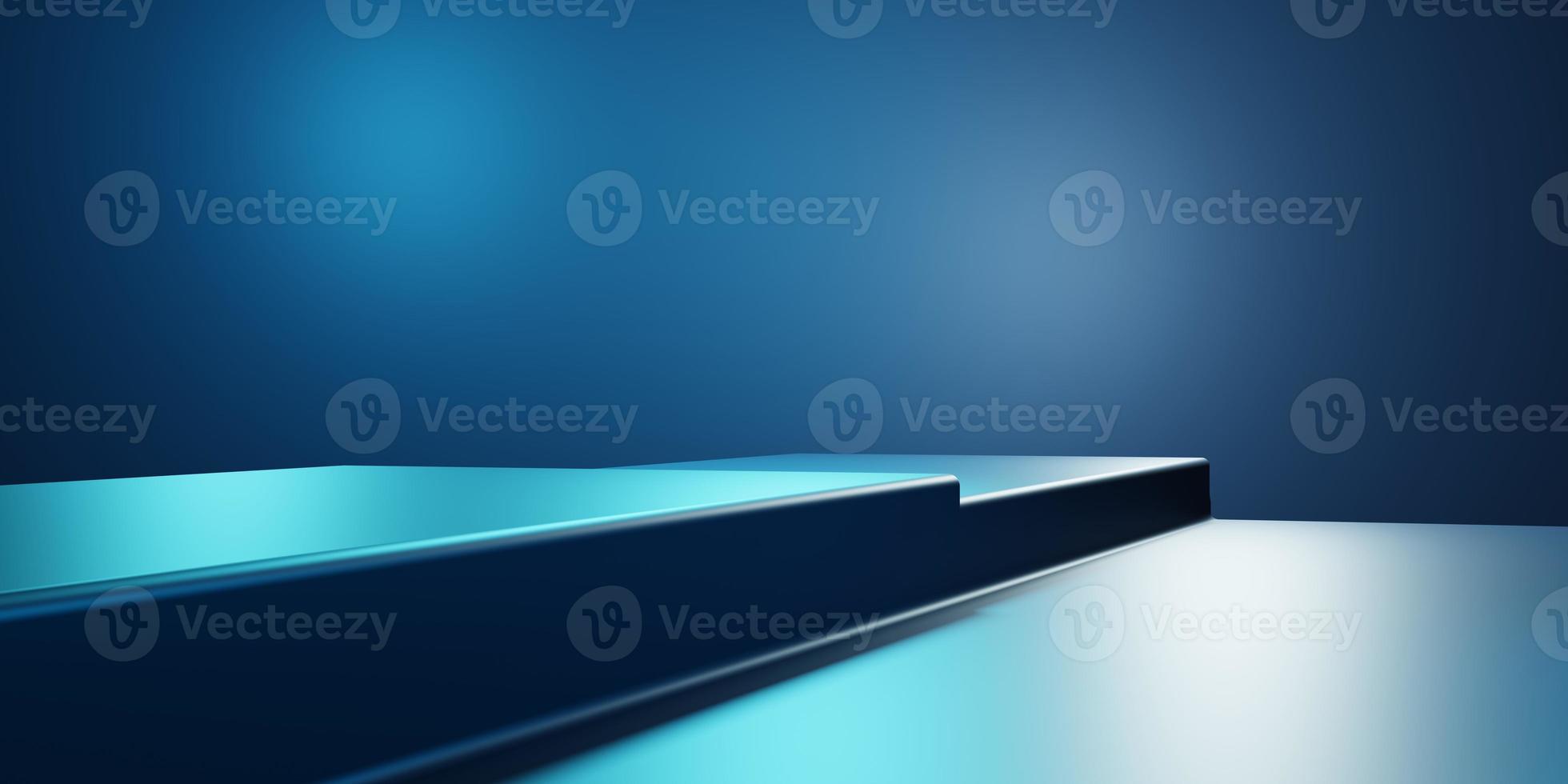3d rendering of blue abstract geometric background. Cyberpunk concept. Scene for advertising, technology, showcase, metaverse, banner, cosmetic, fashion, business. Sci-Fi Illustration. Product display photo