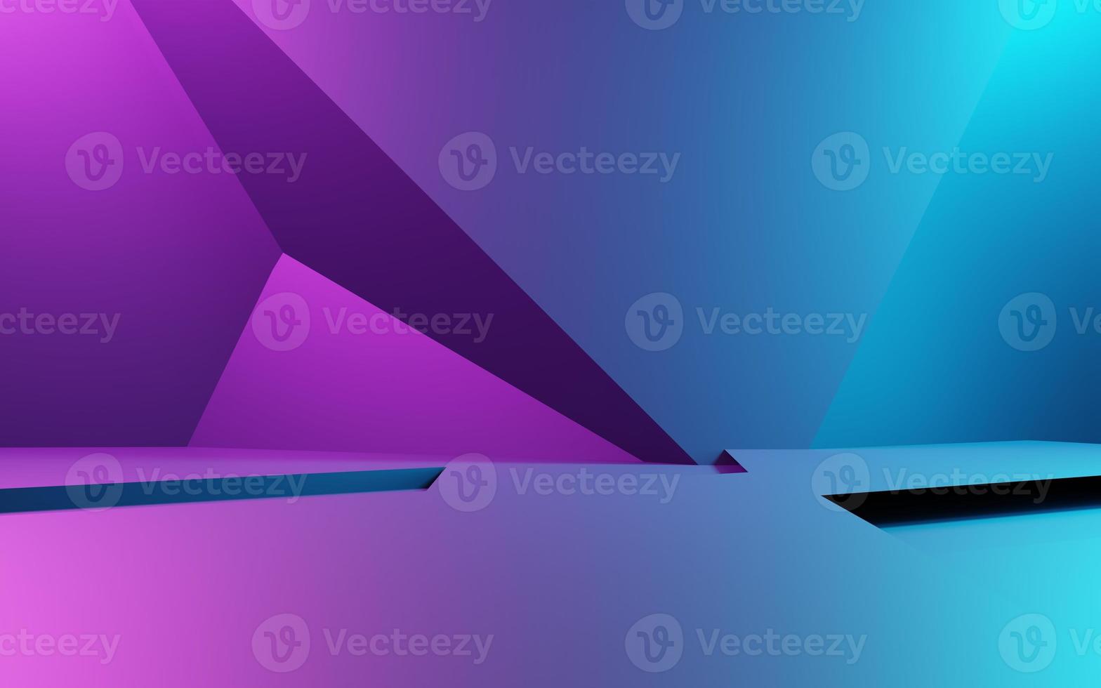 3d rendering of purple and blue abstract geometric background. Cyberpunk concept. Scene for advertising, technology, showcase, banner, cosmetic, fashion, business. Sci-Fi Illustration. Product display photo