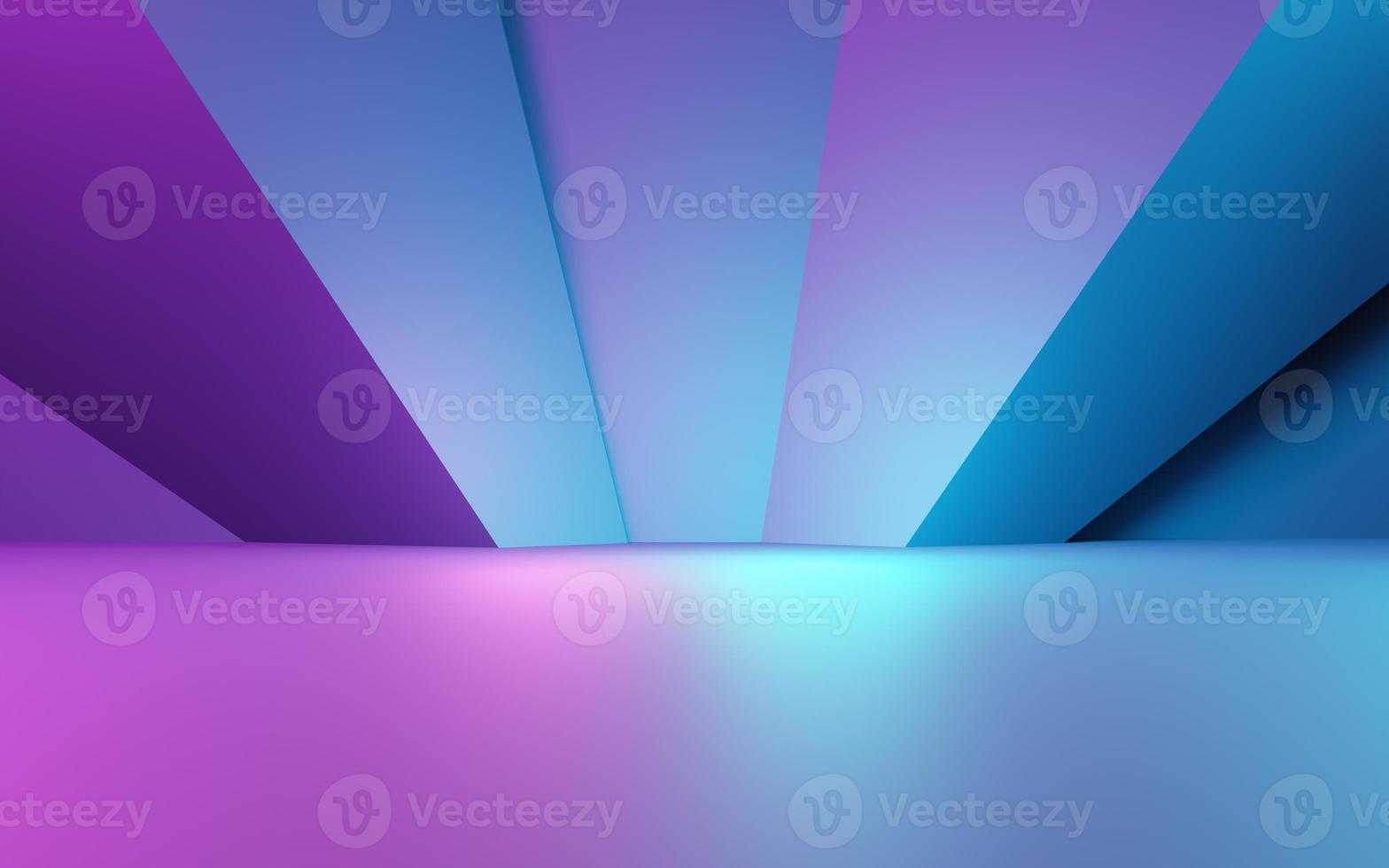 3d rendering of purple and blue abstract geometric background. Cyberpunk concept. Scene for advertising, technology, showcase, banner, cosmetic, fashion, business. Sci-Fi Illustration. Product display photo