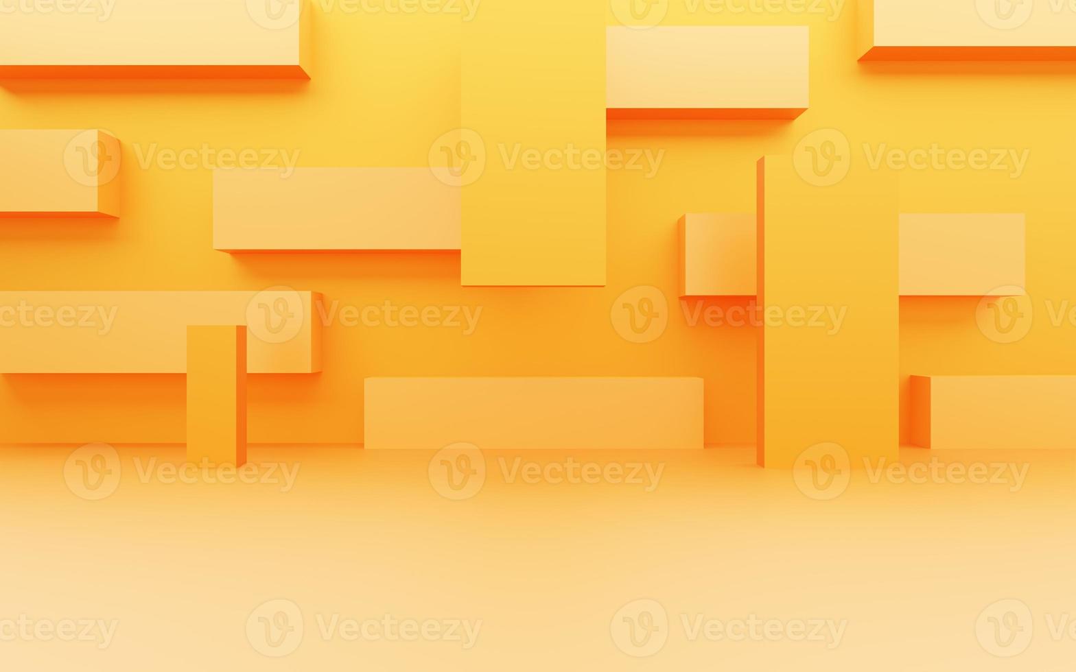 Representación 3d de fondo mínimo abstracto naranja amarillo vacío. escena para diseño publicitario, anuncios cosméticos, espectáculos, tecnología, comida, pancarta, crema, moda, niño, lujo. ilustración. pantalla del producto foto