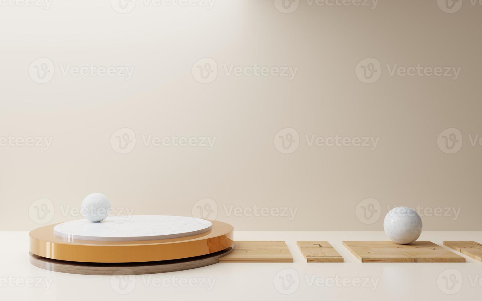 3d rendering of empty brown podium abstract minimal background. Scene for advertising design, cosmetic ads, showcase, presentation, mock up, food, fashion, kid, luxury. Illustration. Product display photo