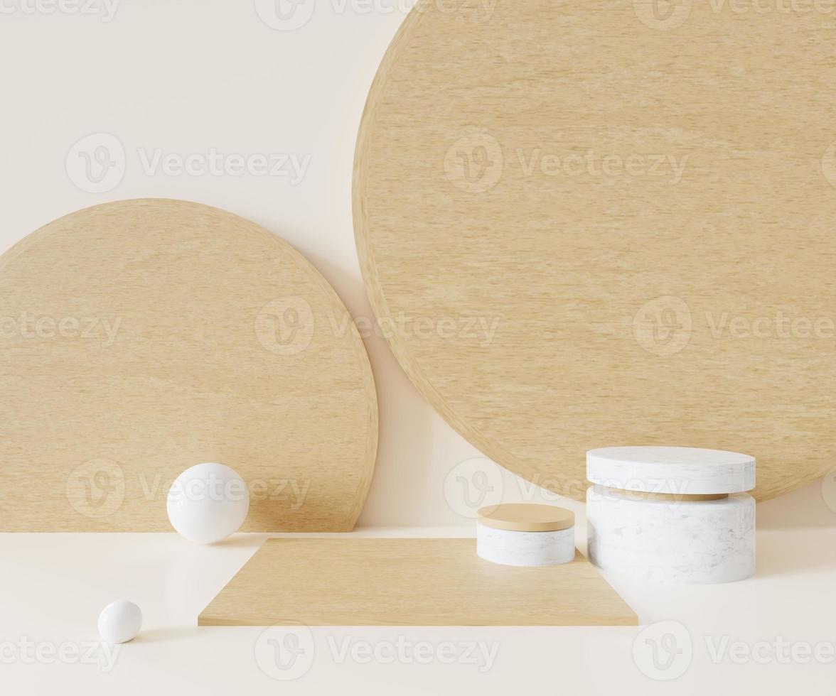 3d rendering of wood podium abstract minimal brown background pastel scene for advertising design, cosmetic ads, showcase, presentation, mock up, food, fashion, kid. Illustration. Product display photo