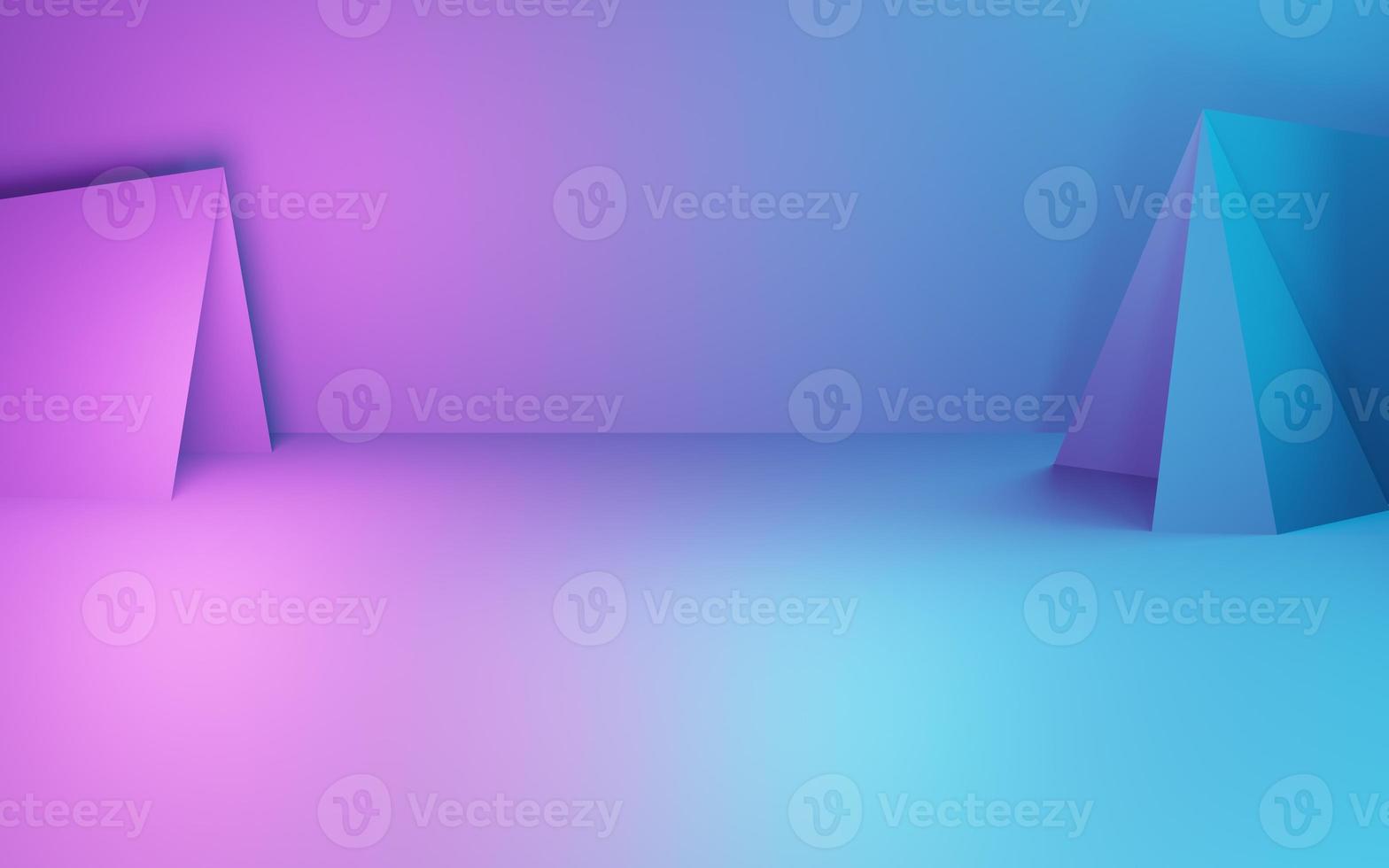 3d rendering of purple and blue abstract geometric background. Cyberpunk concept. Scene for advertising, technology, showcase, banner, cosmetic, fashion, business. Sci-Fi Illustration. Product display photo