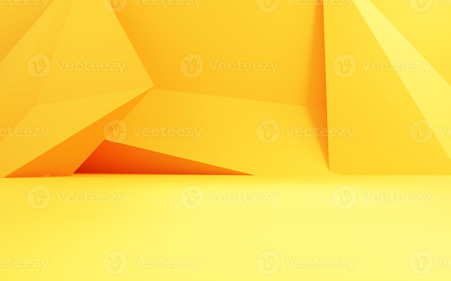 3d rendering of empty yellow orange abstract geometric minimal concept background. Scene for advertising, cosmetic, showroom, banner, fashion, technology, business. Illustration. Product display photo