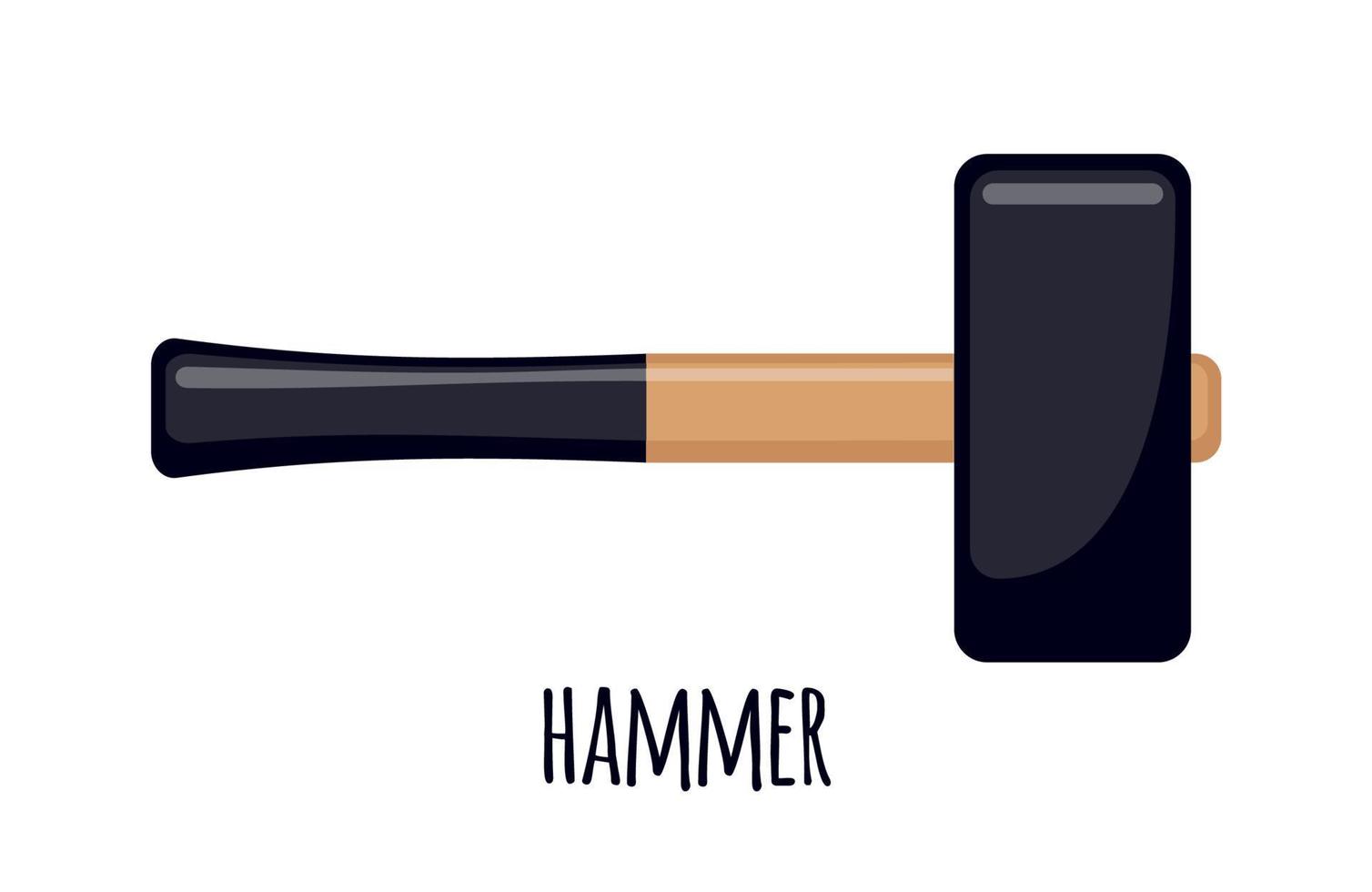 Hammer icon in flat style isolated on white background. Carpenter tool. Vector illustration.