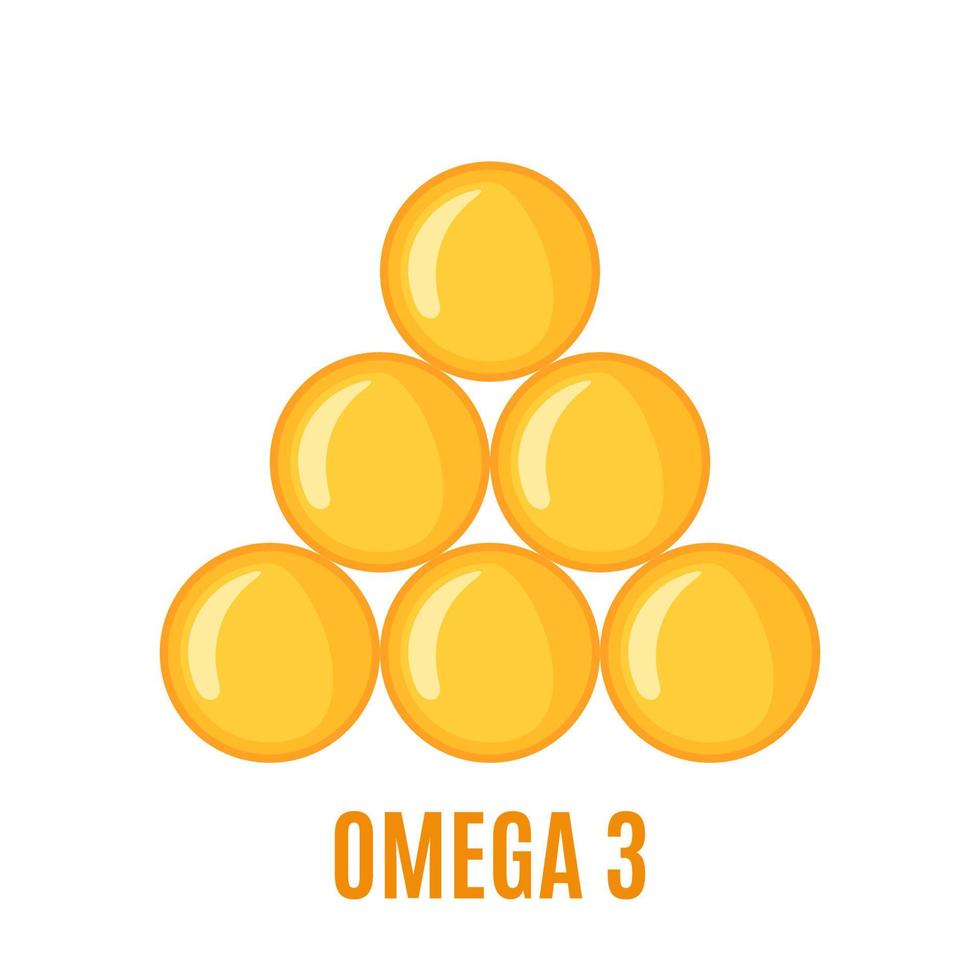 icono de cápsulas omega 3 en estilo plano aislado sobre fondo blanco. ilustración vectorial vector