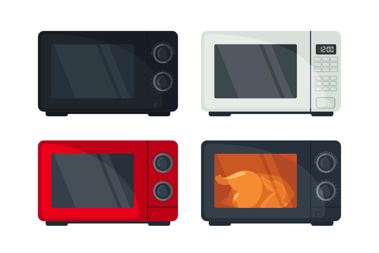 Microwave oven icon set in flat style isoated on white background. Vector illustration