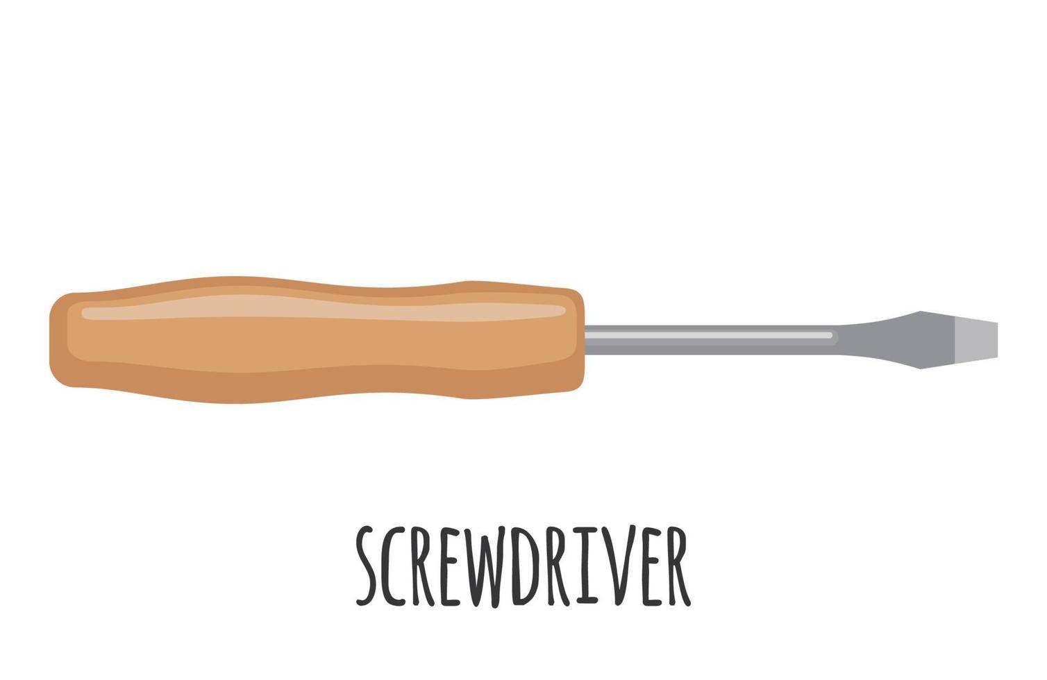 Screwdriver icon in flat style isolated on white background. Building and construction equipment. Vector illustration.