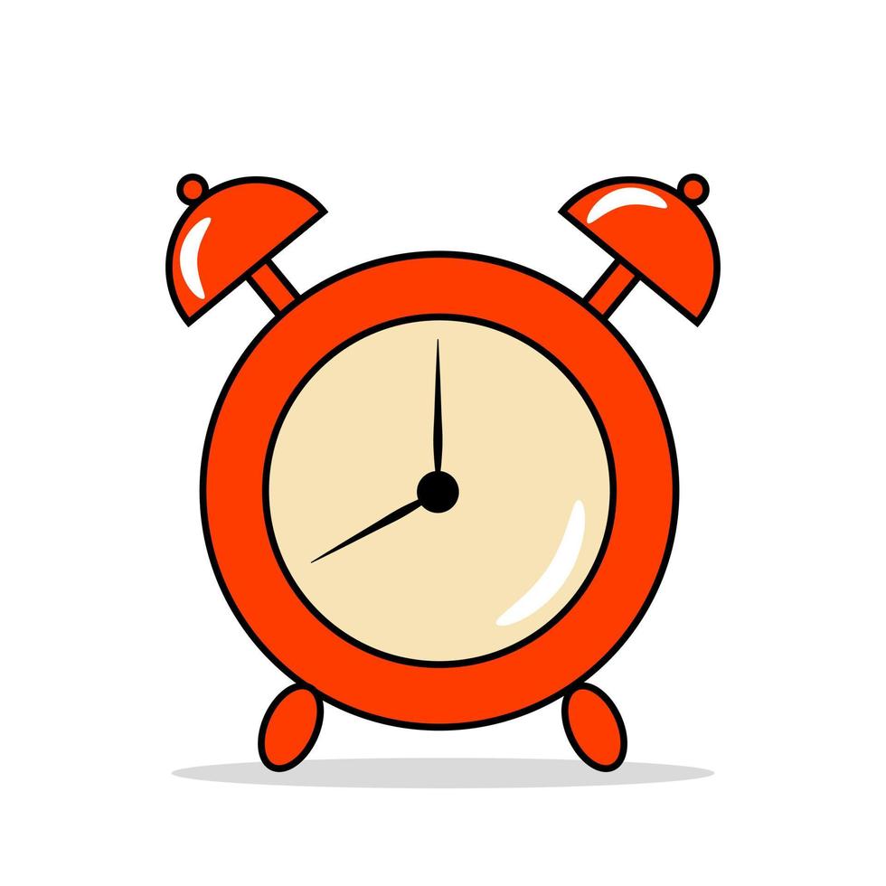 Red Vintage Alarm Clock in Groove Style vector