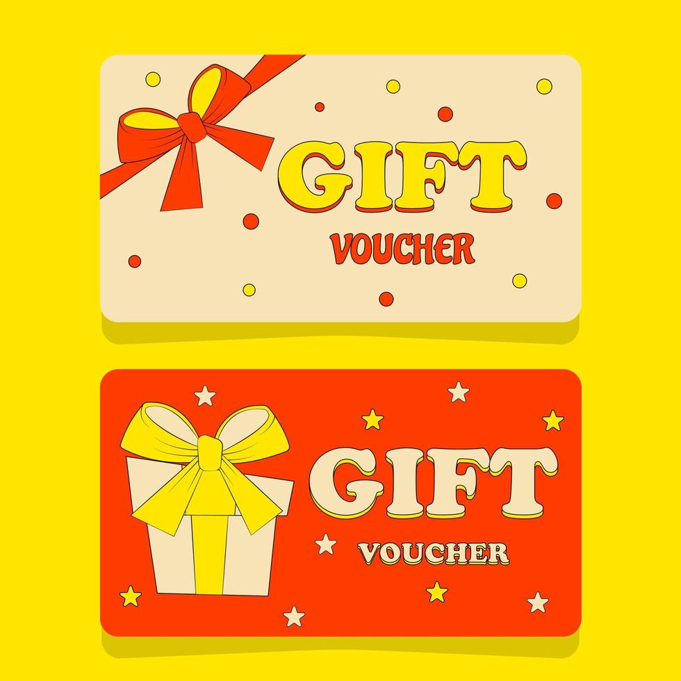 Set of Gift Vouchers in Retro Groove Style Bright Summer Design vector