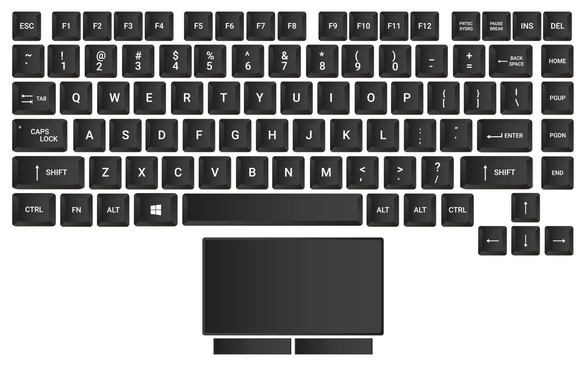 Kyeboard vector design, keyboard layout vector with alphabet, keyboard