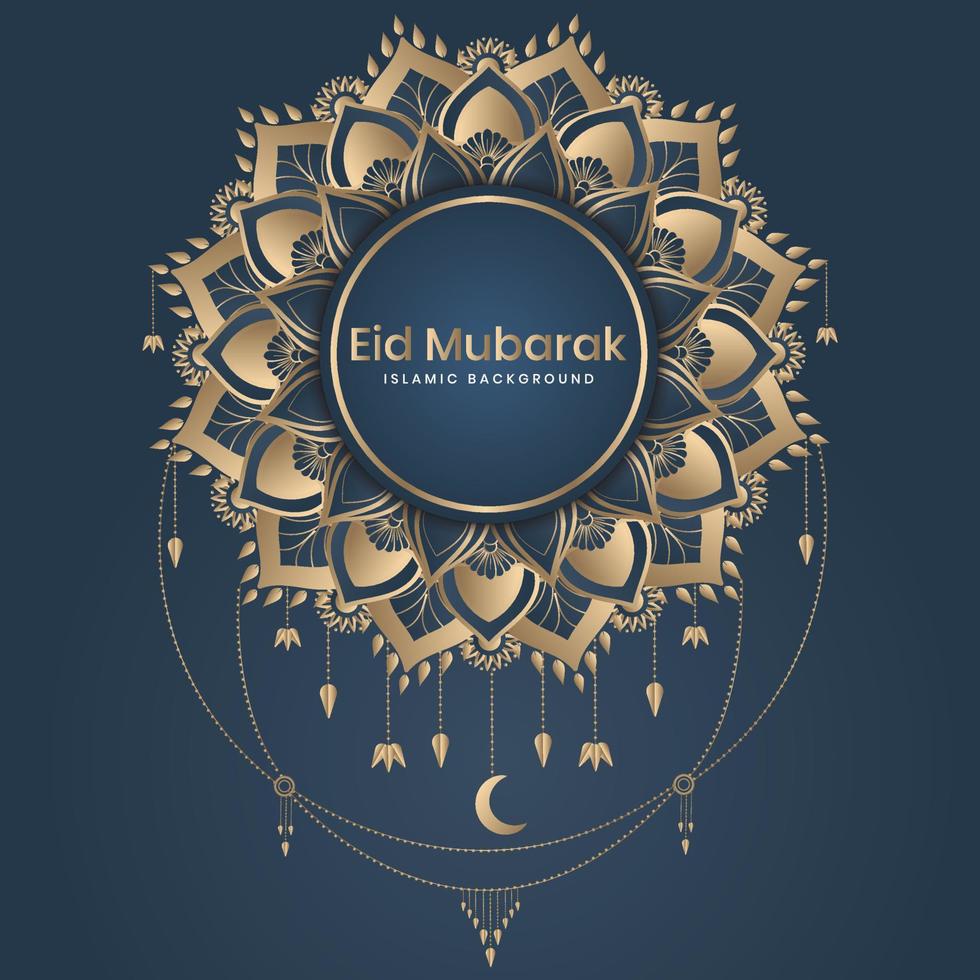 Eid mubarak greeting card with mandala pattern background vector illustration
