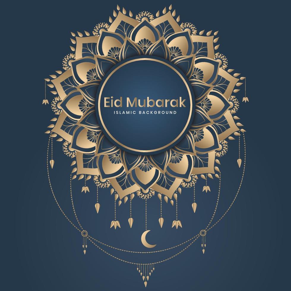 Eid mubarak greeting card with mandala pattern background vector illustration