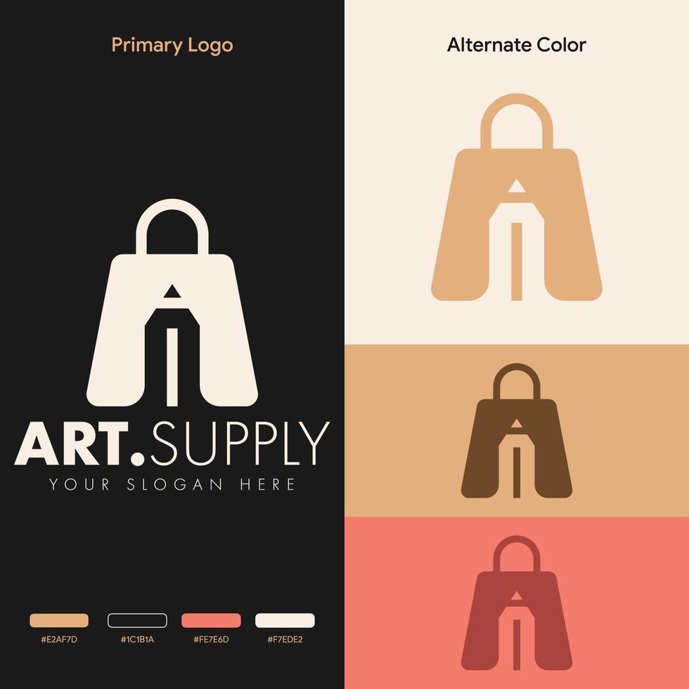 diseño de logotipo de bolsa de compras de lápiz minimalista simple vector