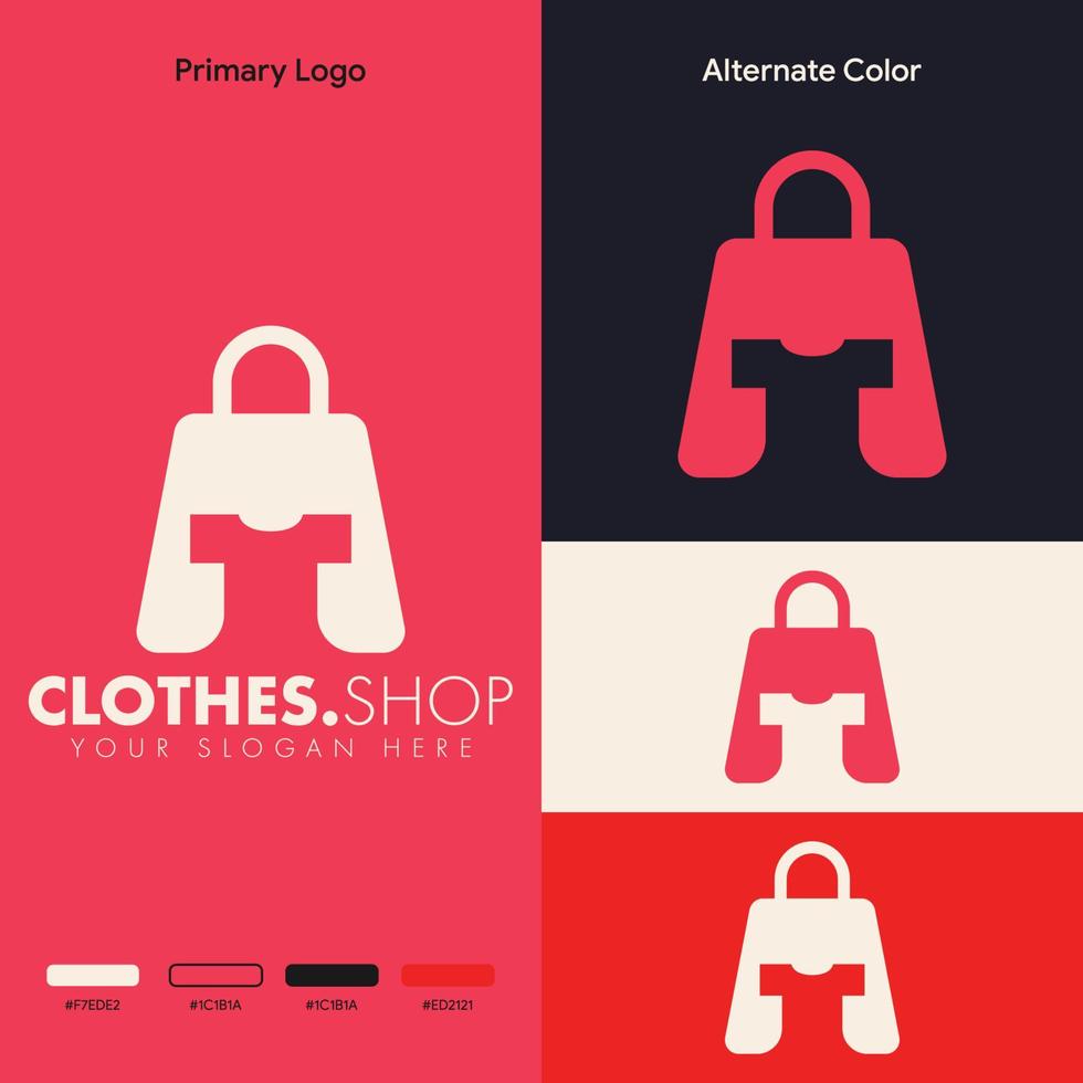 simple minimalist clothes shopping bag logo design vector