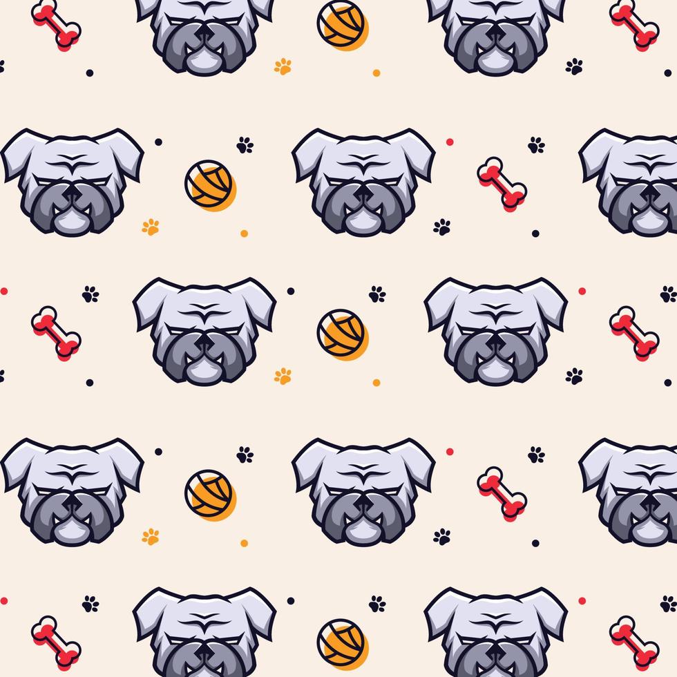 seamless cute dog head pattern vector