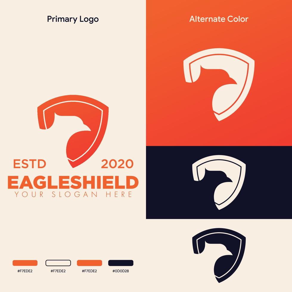 simple minimalist eagle shield logo design vector