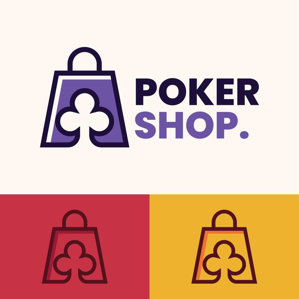 diseño de logotipo de bolsa de compras de póquer minimalista simple vector