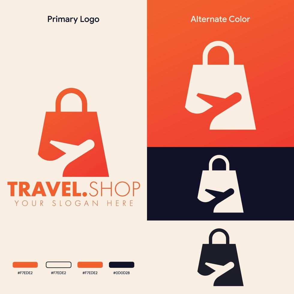 simple minimalist plane shopping bag logo design vector