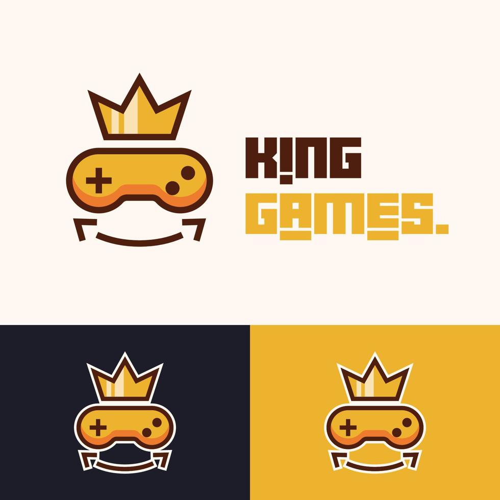 simple minimalist gamepad joystick with king crown logo design vector