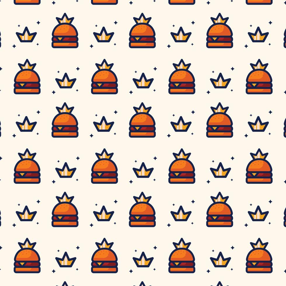simple seamless burger with crown pattern vector