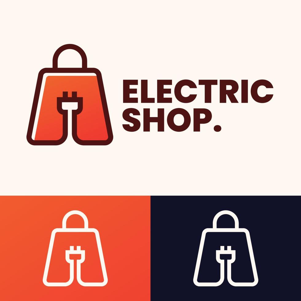 simple minimalist electric shopping bag logo design vector