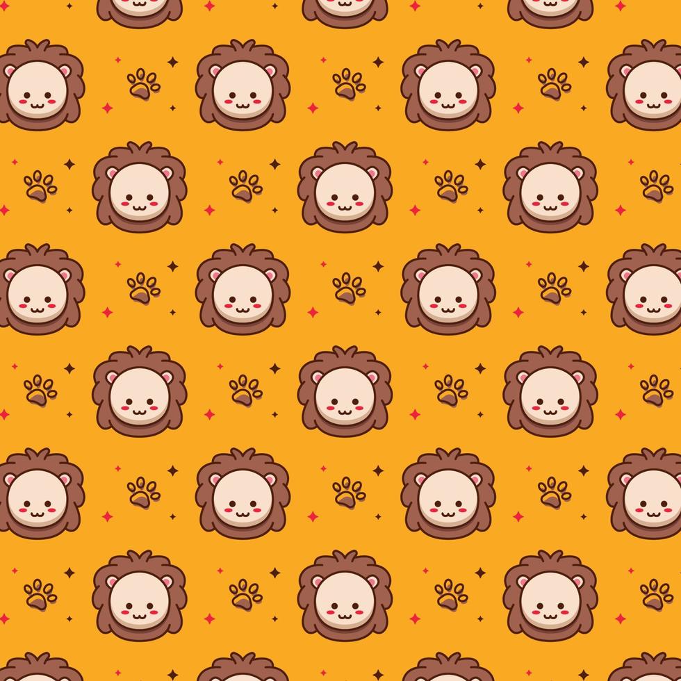 seamless animal lion cute pattern vector