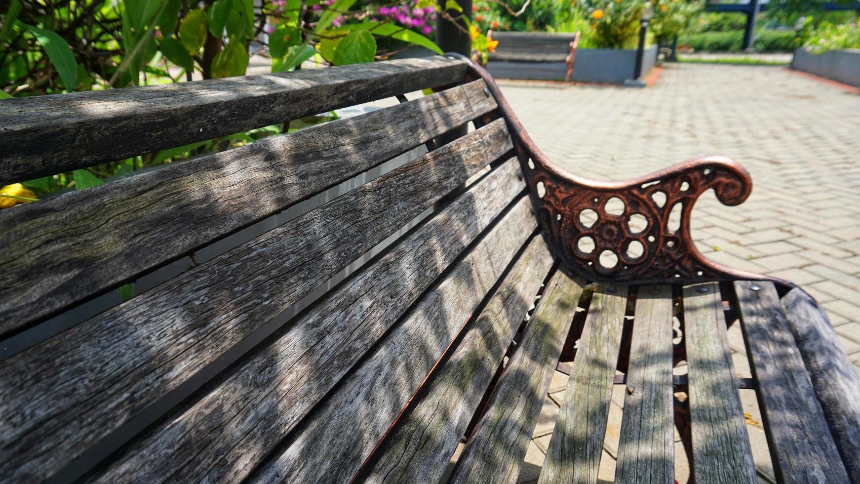 Texture of an old chair in the garden photo