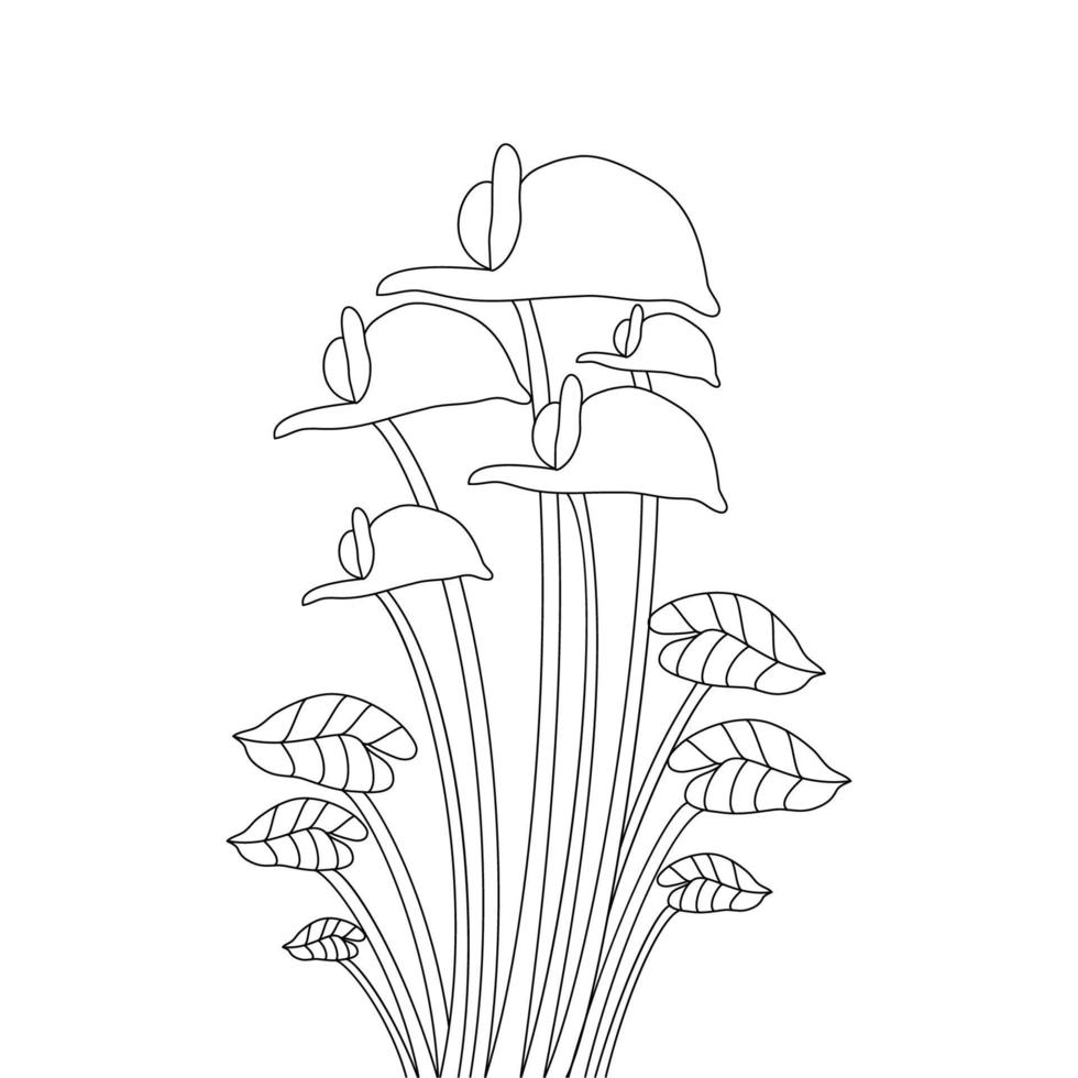 flower coloring page sketch of kids book illustration with line drawing artwork vector
