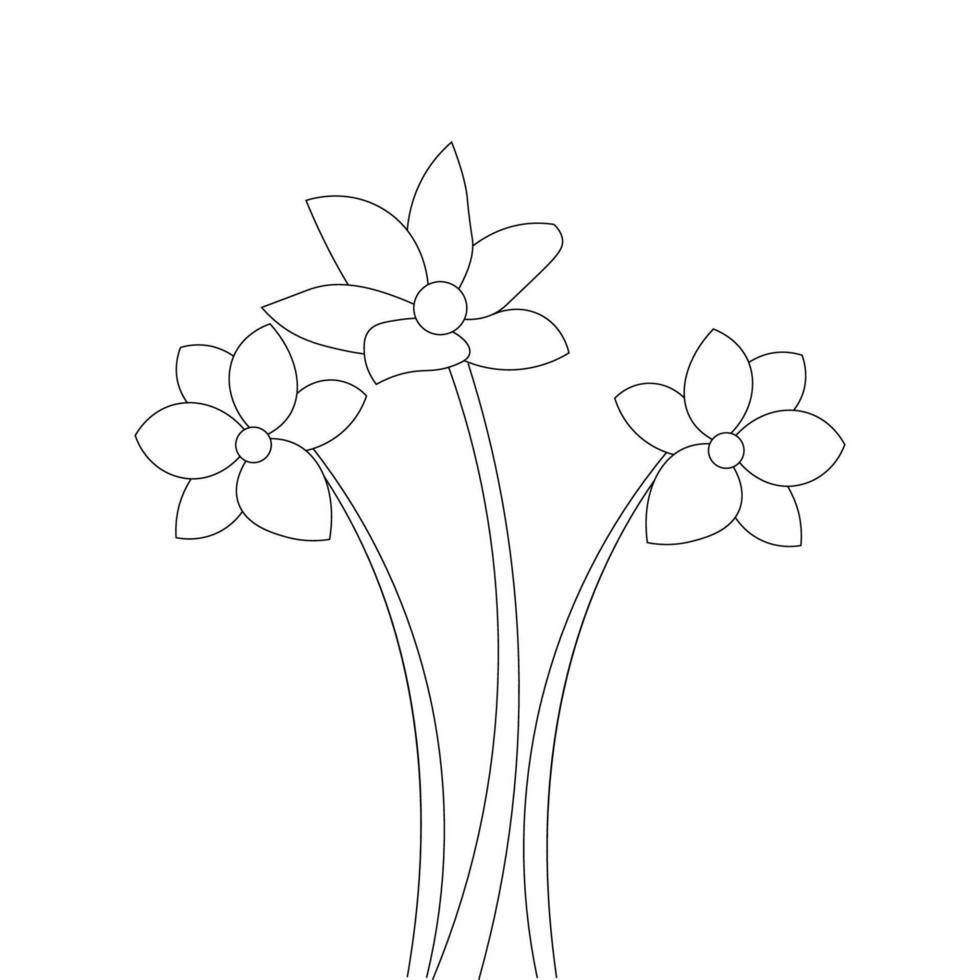 kids flower coloring page illustration of silhouette isolated botanical flower vector