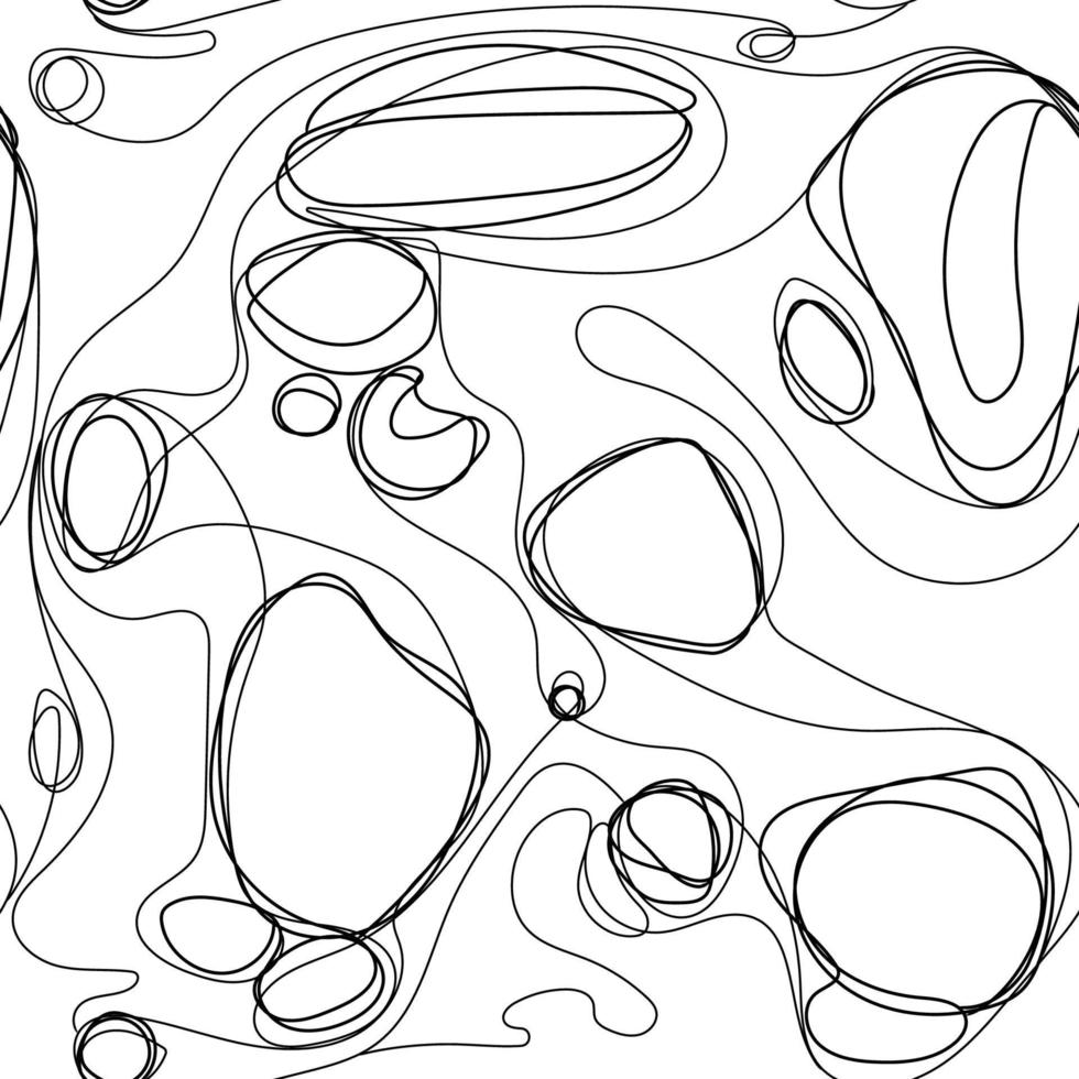 garabato de patrones sin fisuras ilustración vectorial dibujada a mano.fondo abstracto en blanco y negro con líneas onduladas garabatos circulares.gran diseño para papel tapiz, cubierta, textil, cubierta y otros usos creativos vector