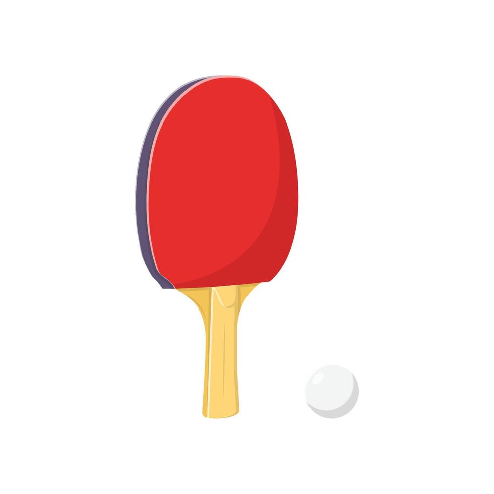 Ping Pong Racket and Ball Flat Illustration. Clean Icon Design Element on Isolated White Background vector