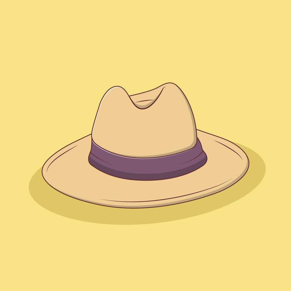 ilustración de icono de vector de sombrero de vaquero con contorno para elemento de diseño, imágenes prediseñadas, web, página de inicio, pegatina, banner. estilo de dibujos animados plana