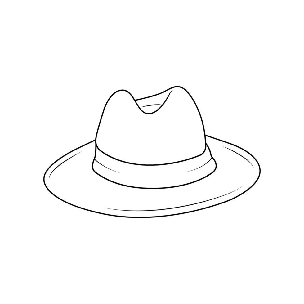 ilustración de icono de contorno de sombrero de vaquero sobre fondo blanco vector