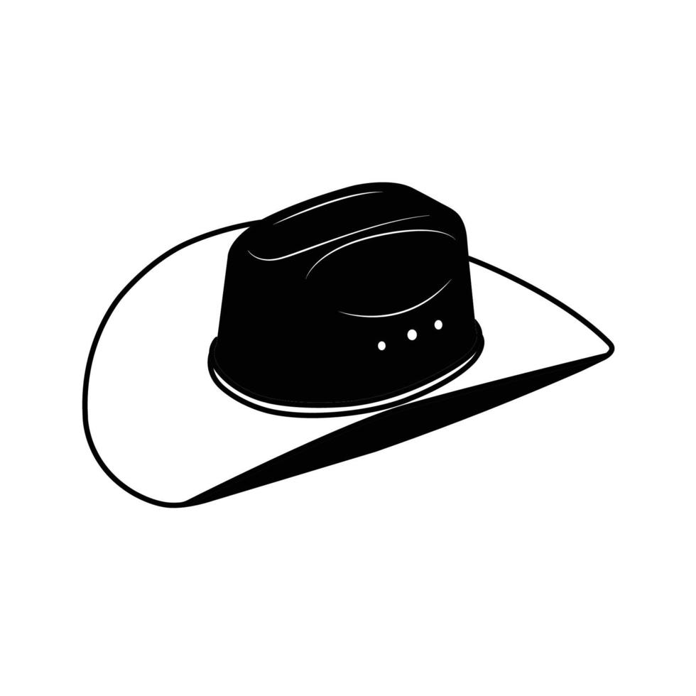 sombrero de vaquero elemento de diseño de icono en blanco y negro sobre fondo blanco aislado vector