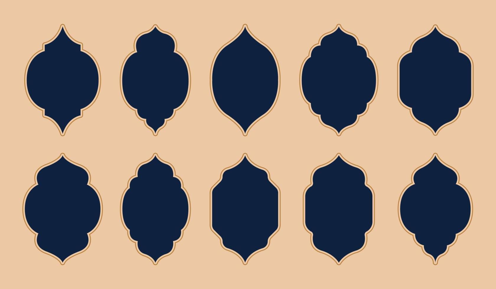 colección decorativa de ventanas orientales. arcos islámicos en estilo minimalista. vector