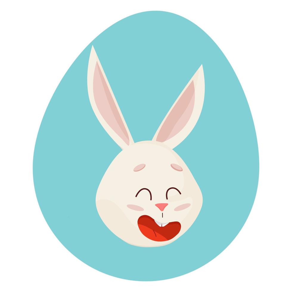 Bunny's emotion. Smile Head into Egg. vector
