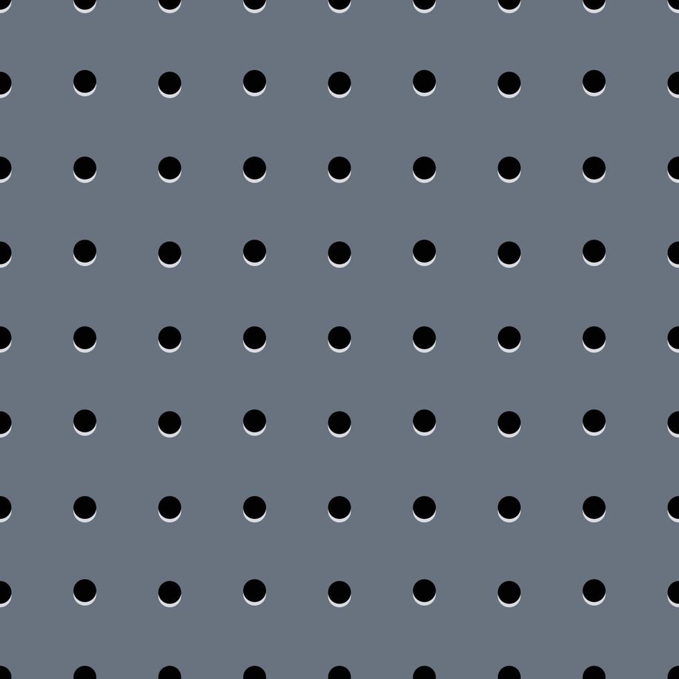 Perforated metal plate. Metal grill. Dark blue grey metal texture steel background. Abstract dark gray circle mesh pattern background texture. Metallic background. Vector illustration.