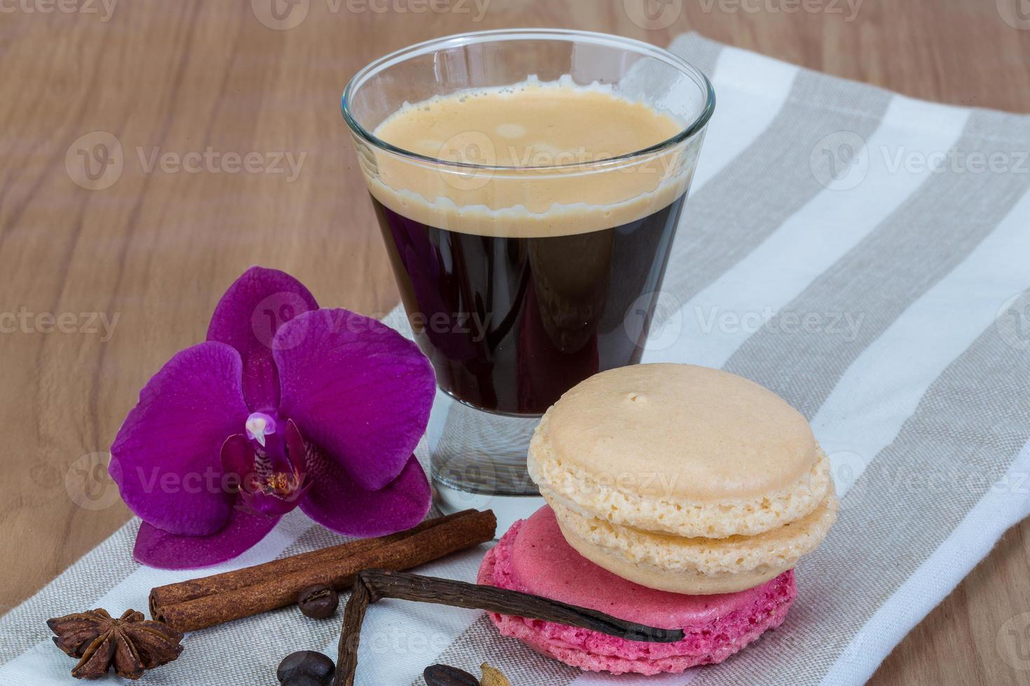 Coffee with macaroons photo